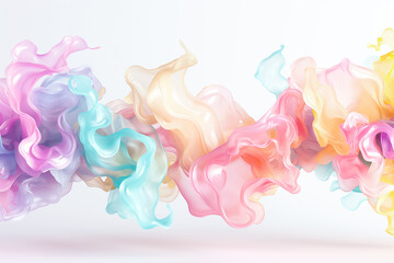 Poster - This vibrant wallpaper showcases fluid shapes swirling in soft pastel colors, including pink, blue, and yellow, providing a lively and creative backdrop perfect for various uses