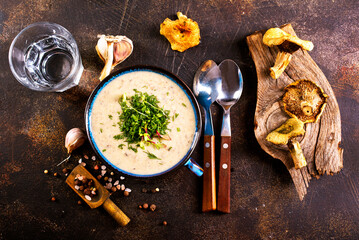 cream soup with dried mushrooms