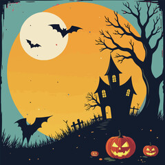 Wall Mural - Haunted House on Halloween Night