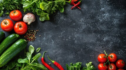 Wall Mural - fresh vegetables place for text. Selective focus