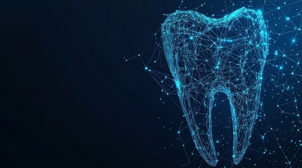 Poster - Abstract Digital Tooth. Technology Background with Lines, Dots, and Triangles. Medical Concept.