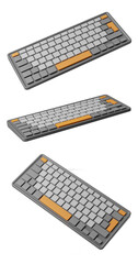 Poster - modern grey and orange keyboard. 3d rendering . isolated on white background. concept of technology,