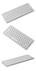 Poster - White keyboard. Isolated on white background. 3D Rendering. Concept of modern technology and computer accessories