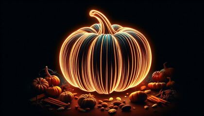 Wall Mural - Illuminated and glowing pumpkin for halloween