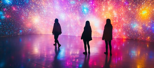 Poster - A holographic art gallery displaying masterpieces that rotate slowly