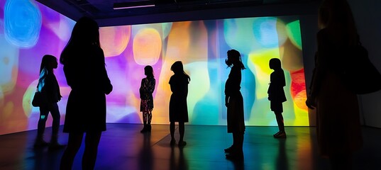 Poster - A holographic art installation projecting colorful patterns in the air