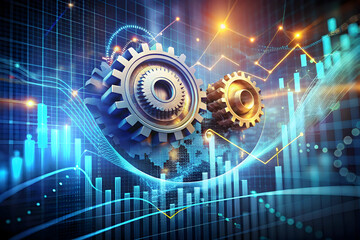 Poster - Gears of Progress: A mesmerizing abstract image of two metal gears interlocked, symbolizing the seamless synergy of industrial machinery and technological advancements.