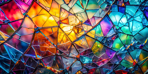 Canvas Print - shattered prism: a mesmerizing mosaic of shattered glass, refracting a kaleidoscope of vibrant color