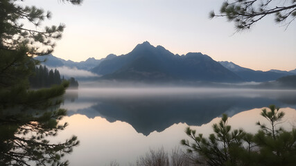 Wall Mural - Serene Lake Reflection at Dawn