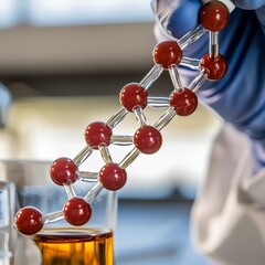 a close-up of enzyme reactions being studied in a biochemistry lab