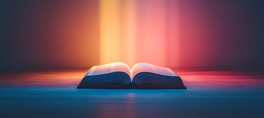 Poster - A holographic book with pages turning in mid-air