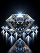 © Joesunt - Dazzling Diamonds: Brilliance and Luxury.  A large, sparkling diamond takes center stage, surrounded by smaller diamonds reflecting light on a dark, polished surface.  The scene evokes luxury, wealth.