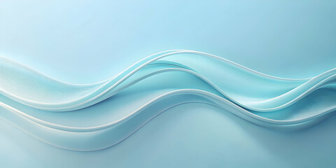 Poster - Serene Blue Waves: Abstract 3D Render of Elegant, Flowing Curves 