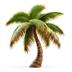 Wall Mural - Single palm tree, isolated on white background.