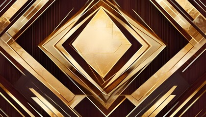 Wall Mural - Sophisticated Art Deco Geometric Patterns in Rich Maroon and Gold Opulent Backdrop