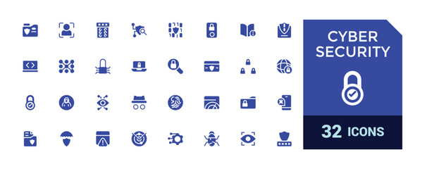 Poster - cyber security filled icons set. data protection, spam, secure, security and more, filled icon set, 