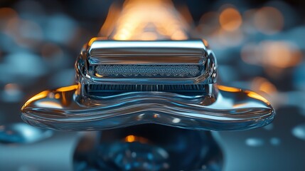 Sticker - Close-up of a Shiny Metal Gadget with a Blurred Background