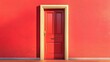 © CYBERUSS - Vibrant Red Geometric Entrance of a Modern Architectural Building