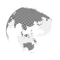 Poster - Big Black and White Transparent Spotted Earth Globe Design - Global Business, Technology, Globalisation Concept, Vector Design Template - Isolated on White Background