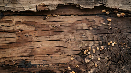 Wall Mural - woodenWood decay with wood termites wooden background. Generative AI.