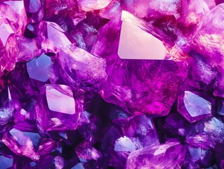 Wall Mural - A pile of purple crystals with a triangle in the middle