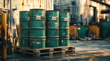 The Green Barrels on Pallet