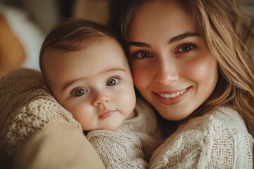 Love of a mother and baby. Family at home. Lifestyle, Generative AI