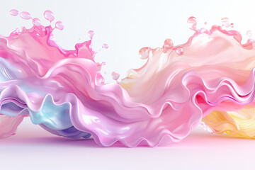 Poster - A vibrant pastel background showcases flowing, wavy shapes adorned with colorful drops. The soft color palette creates an inviting atmosphere filled with movement and creativity