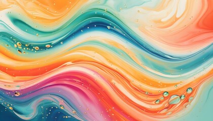 Wall Mural - vibrant abstract waves of colorful shapes in a fluid watercolor background