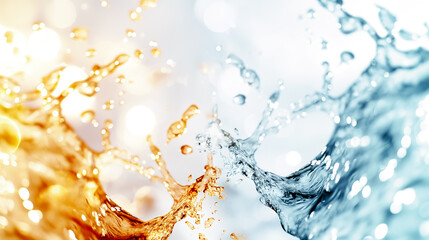 Poster - The energetic splashes of water collide, producing an eye-catching display of colors and textures. This mesmerizing view captures a tranquil yet vibrant atmosphere