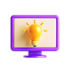Poster - A 3D rendered light bulb icon on a monitor, symbolizing ideas and innovation. The design is colorful and modern, conveying a creative vibe.