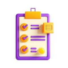 Poster - A vibrant and modern checklist icon featuring checkmarks and buttons, ideal for representing tasks or forms. The design is playful and engaging.