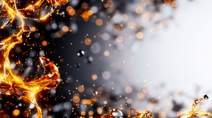 Poster - An energetic burst of orange liquid splashes across a dark, blurred background, adding a lively and modern aesthetic perfect for wallpaper or digital backgrounds
