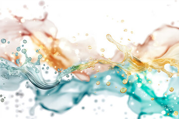 Poster - Water swirls and splashes in shades of blue, teal, and orange, creating a dynamic and visually striking background that captivates with its fluidity and color play