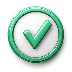 A green approval icon, typically represented with a checkmark or tick, symbolizing confirmation, success, or a positive action.