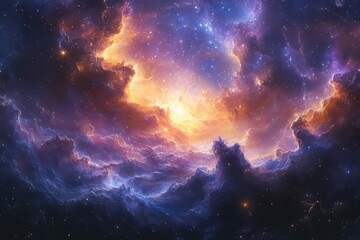 Wall Mural - aweinspiring view of distant galaxies and nebulae swirling cosmic dust and twinkling stars deep spac