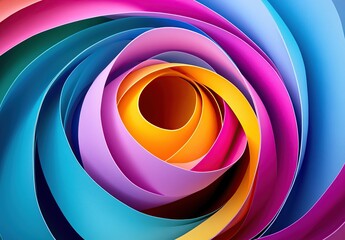 Wall Mural - abstract colorful paper ribbons in a spiral shape background