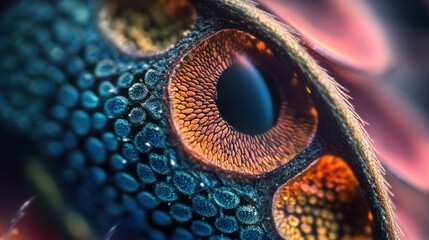 Canvas Print - Macro View of an Orange and Teal Insect Eye