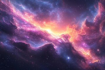 Wall Mural - breathtaking cosmic landscape with swirling nebulae in vibrant purples and blues distant galaxies sh