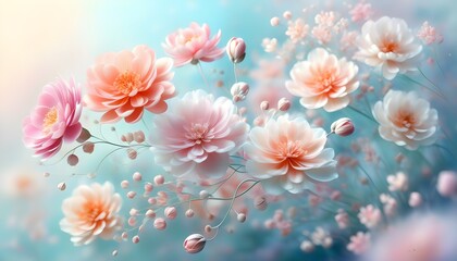 Wall Mural - Pastel paradise of stunning flowers against a dreamy, soft-hued background