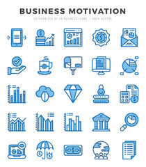 Vector icons set of Business Motivation. Two Color style Icons.