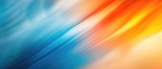 Poster - Blurred abstract background featuring vibrant orange and blue hues