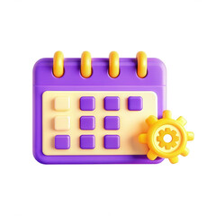 Poster - a colorful 3d model of a calendar with a gear icon, representing time management and scheduling. the