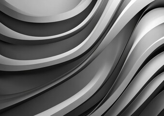 Poster - Digital abstract creative background featuring curved lines in shades of grey Illustration