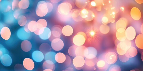 Poster - Abstract lights with unfocused pastel gradient colors create a bokeh blur effect enhancing the visual appeal of the background
