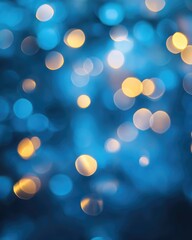 Poster - Defocused Abstract Blue Bokeh with Unique Festive Lighting