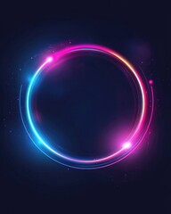 Poster - Abstract dark space featuring glowing neon lights with a 2D cartoon techno circle design template