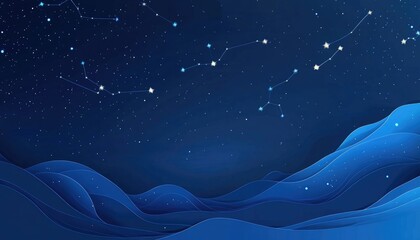 Poster - Light blue 2D cartoon cover featuring astronomical stars Modern abstract design highlighting the Big Dipper Ideal for advertisements posters and banners