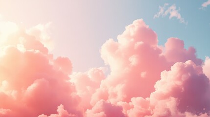 Aufkleber - Pastel pink sky with cloud formations creating a natural backdrop ideal for textures wallpapers or card designs