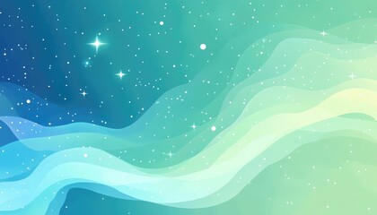 Wall Mural - Light blue and green 2D cartoon background featuring galaxy stars Contemporary abstract design showcasing Big Dipper stars ideal for cosmic themed templates